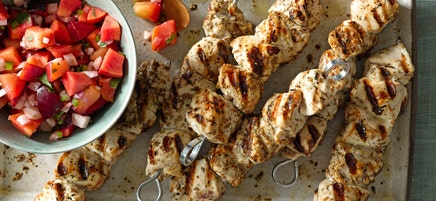 Grilled Chicken Kebabs with Nectarine Salsa