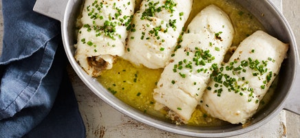 Mushroom stem duxelles-stuffed sole