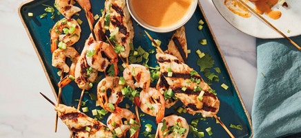 Grilled chicken and shrimp satay