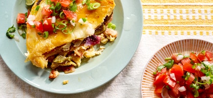 Chorizo and cheddar tortilla casserole