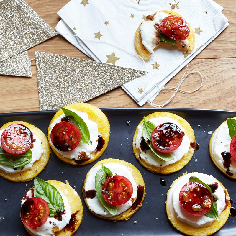 Polenta caprese canapés