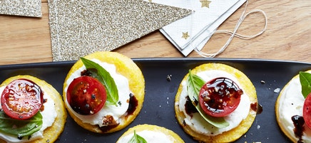 Polenta caprese canapés