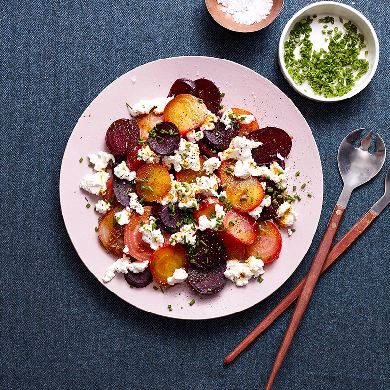 Roasted curried beets with chive ricotta
