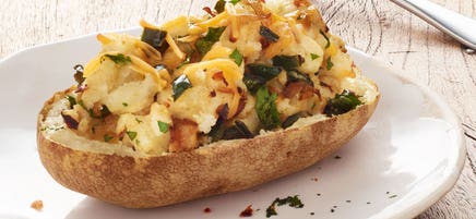 Poblano and onion-stuffed baked potatoes