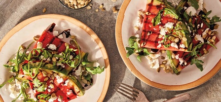 Grilled watermelon salad with goat cheese