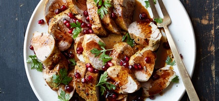 Roast pork tenderloin with pomegranate sauce