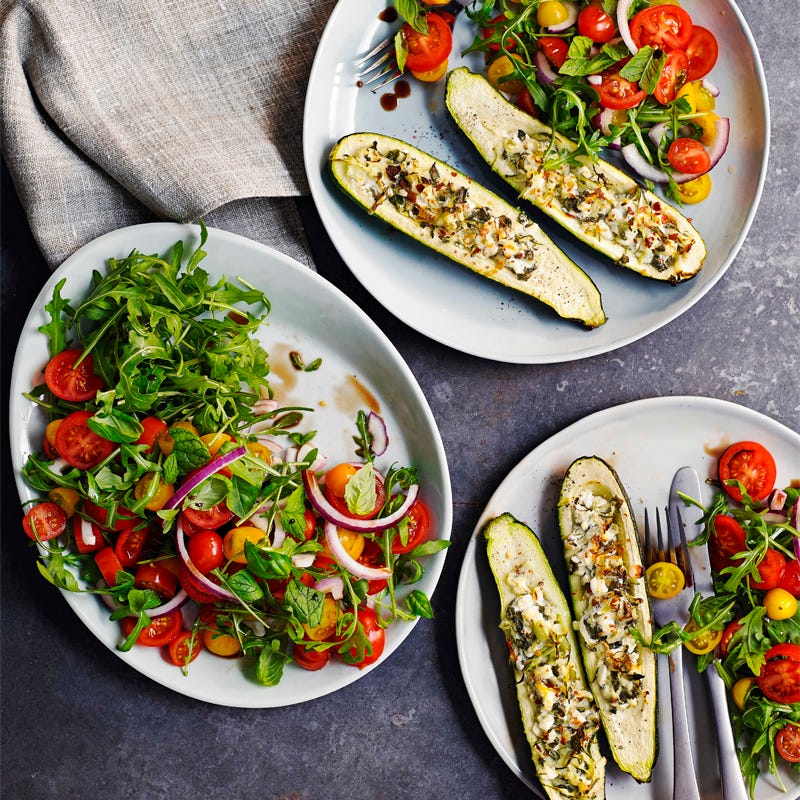 Photo of Cheese & herb stuffed zucchini with arugula salad by WW