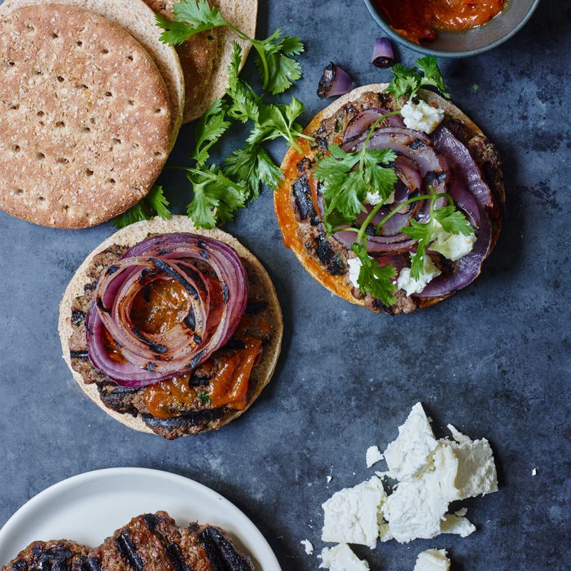 Savory bison burgers