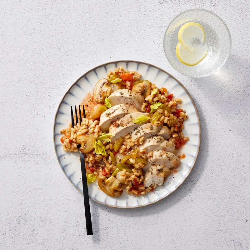 Slow Cooker Chicken with Mushrooms & Barley