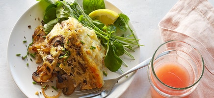 Mushroom-and-Swiss potato breakfast casserole