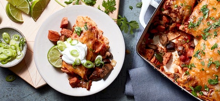 Chorizo and veggie enchiladas