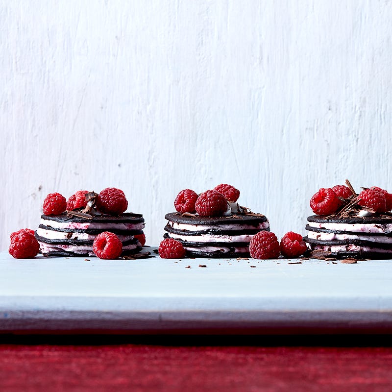 Photo of Chocolate-raspberry icebox cake towers by WW