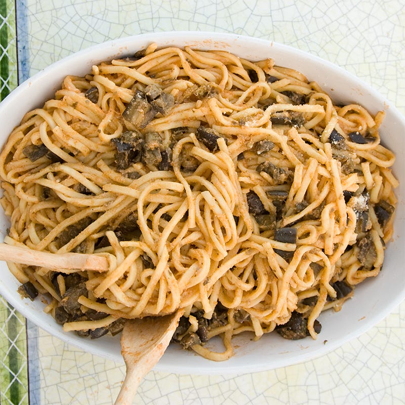 Linguine fini with eggplant