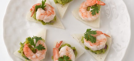 Jicama Chips with Guacamole & Shrimp