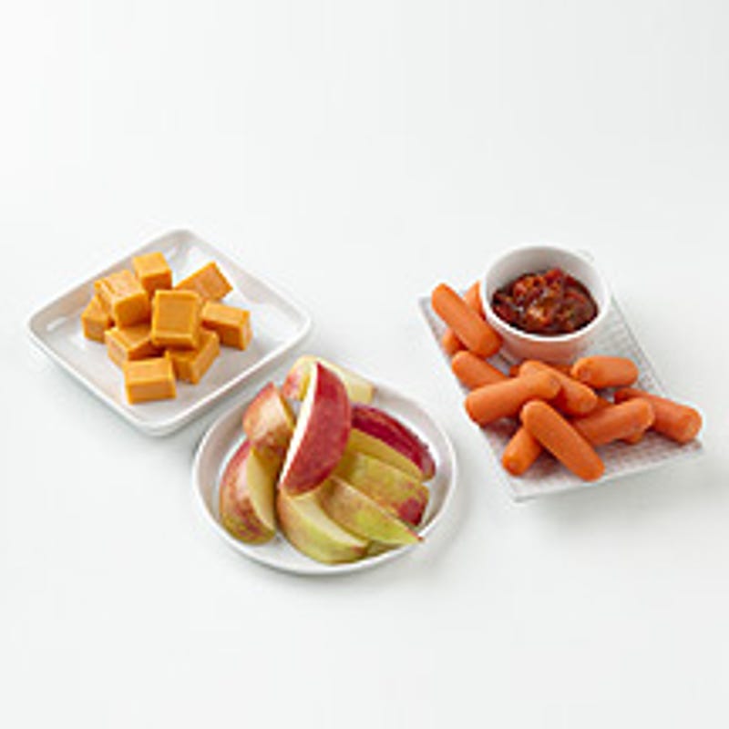 Photo of Carrots and Salsa, Cheese and an Apple by WW