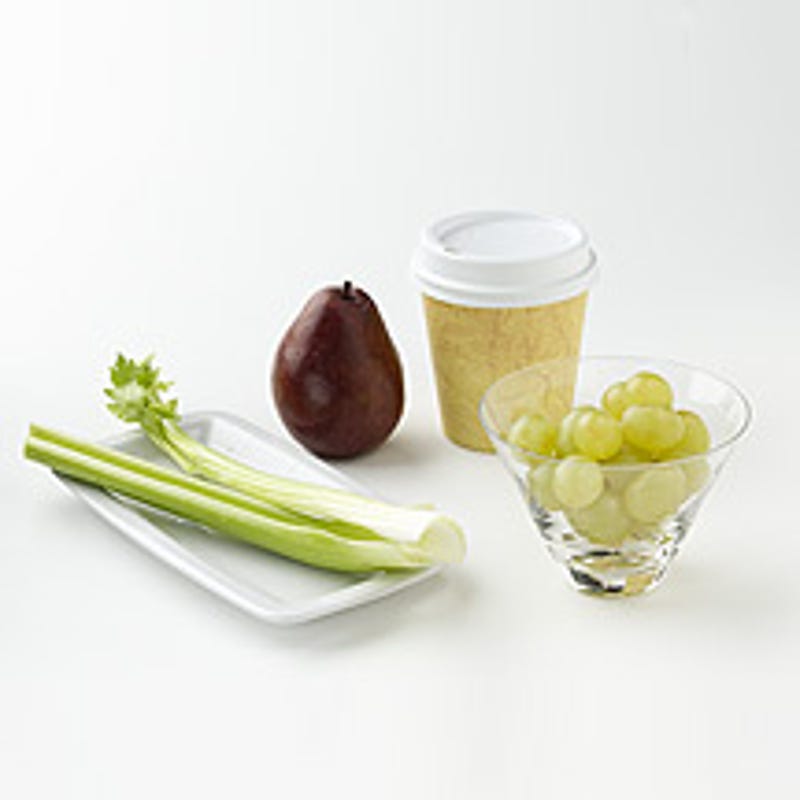 Pear, Celery, Latte and Grapes