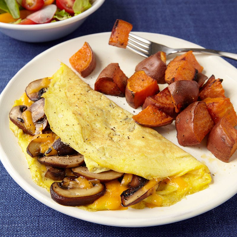 Classic Omelet with Roasted Sweet Potatoes