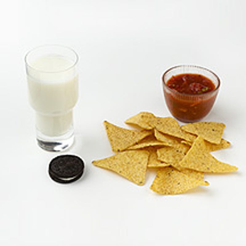 Milk and a Cream-Filled Cookie, Chips and Salsa