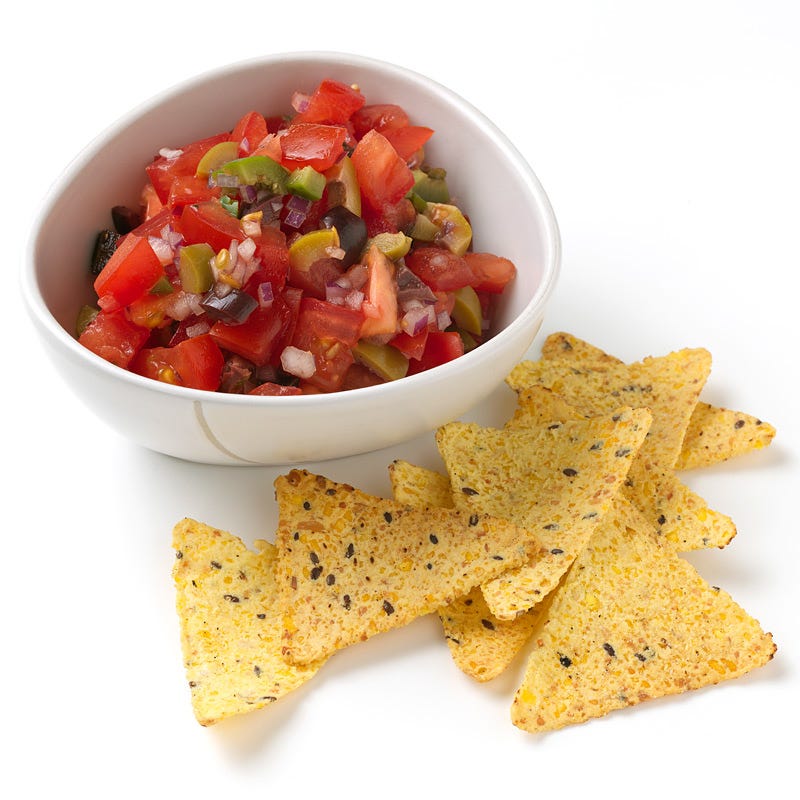Olive and Tomato Dip with Baked Chips