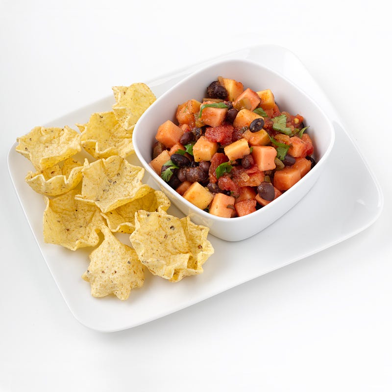 Photo of Black Bean-Papaya Salsa with Baked Chips by WW