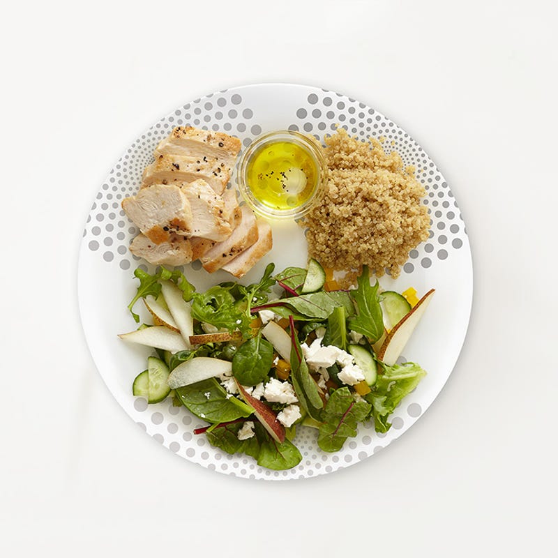 Portion Plate Roasted Chicken and Quinoa Salad