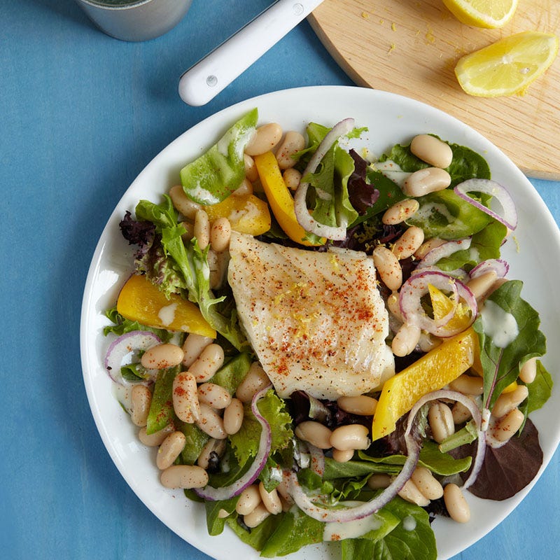 Baked Cod with Beans & Greens