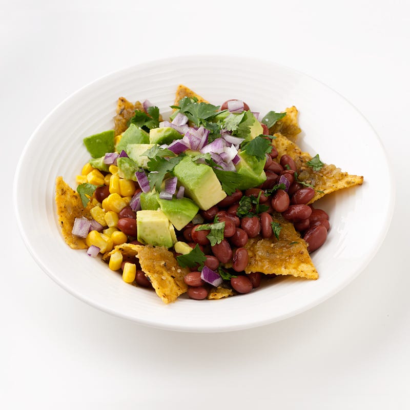 Green Chilaquiles with Red Beans