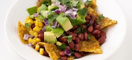 Green Chilaquiles with Red Beans