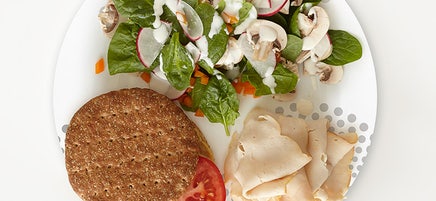 Portion Plate Turkey Sandwich and Side Salad