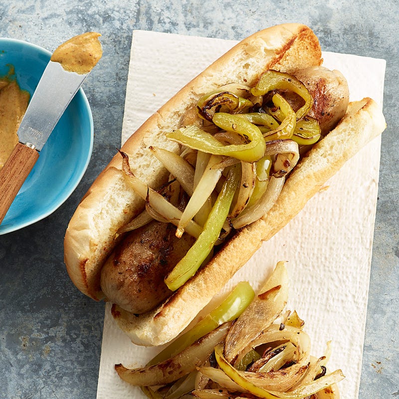Chicken Sausage Sub with Sautéed Peppers and Onions