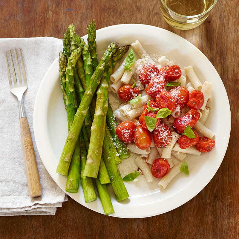 Brown Rice Pasta with Roasted Tomato Sauce