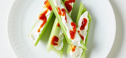 Cheesy Celery with Hot Sauce
