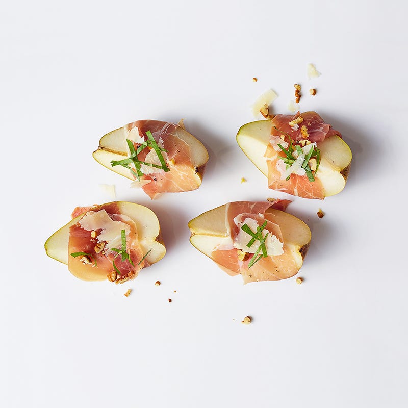 Prosciutto-Wrapped Pear with Basil and Balsamic