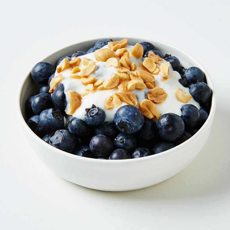 Peanutty Vanilla Yogurt with Blueberries