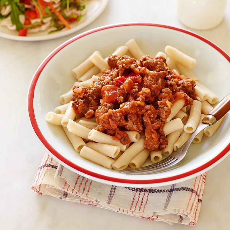 Brown Rice Pasta with Meat Sauce