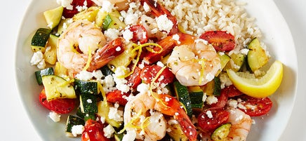 Greek Shrimp and Veggie Sauté with Rice