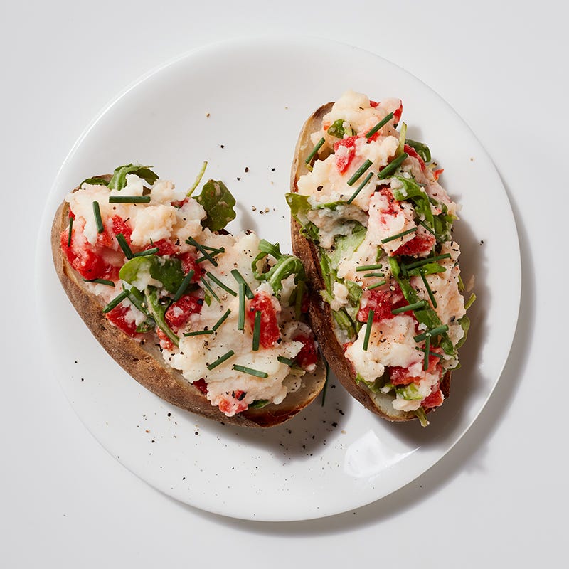 Stuffed Potato with Goat Cheese and Arugula
