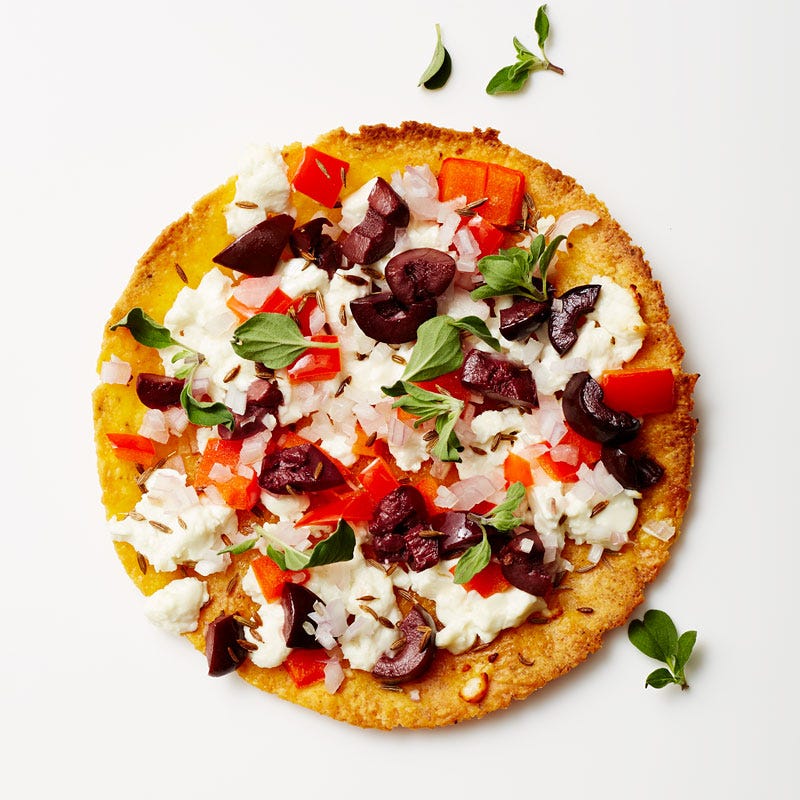 Veggie Tostada with Feta and Oregano