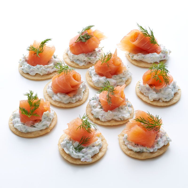 Smoked Salmon Canapés with Dilled Yogurt