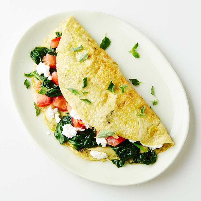 Goat Cheese, Spinach and Tomato Omelet
