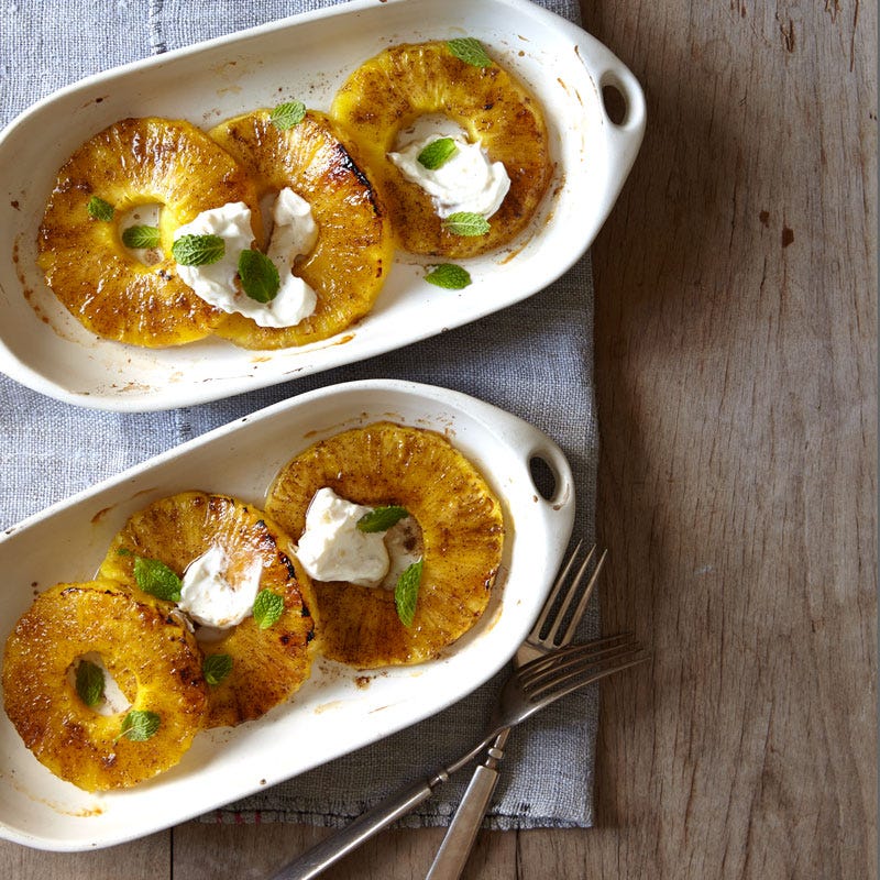 Photo de Ananas grillés garnis de crème fraîche de gingembre confit par WW