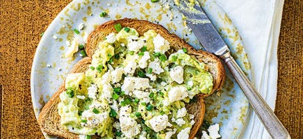 Smashed avocado and feta on toast