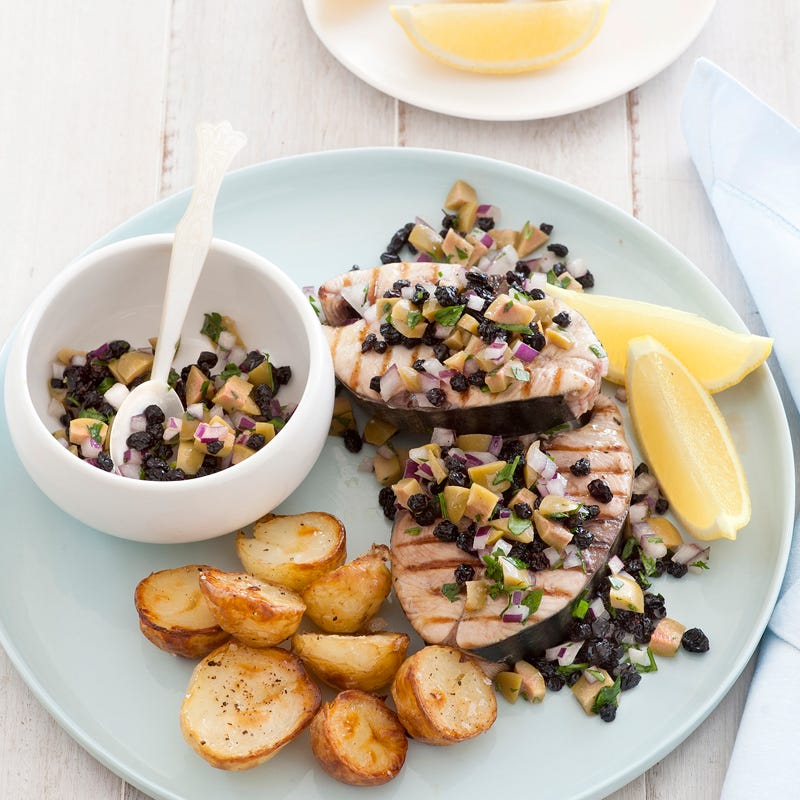 Photo of Spanish mackerel with green olive salsa by WW