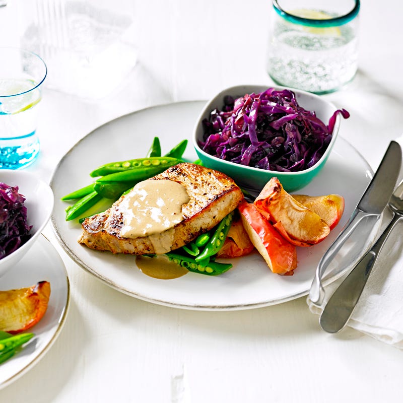 Photo of Pork with roast apples & braised cabbage by WW