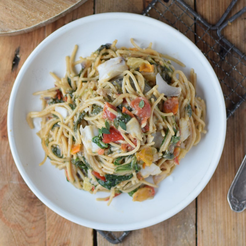 Spinat-Seelachs-Pasta