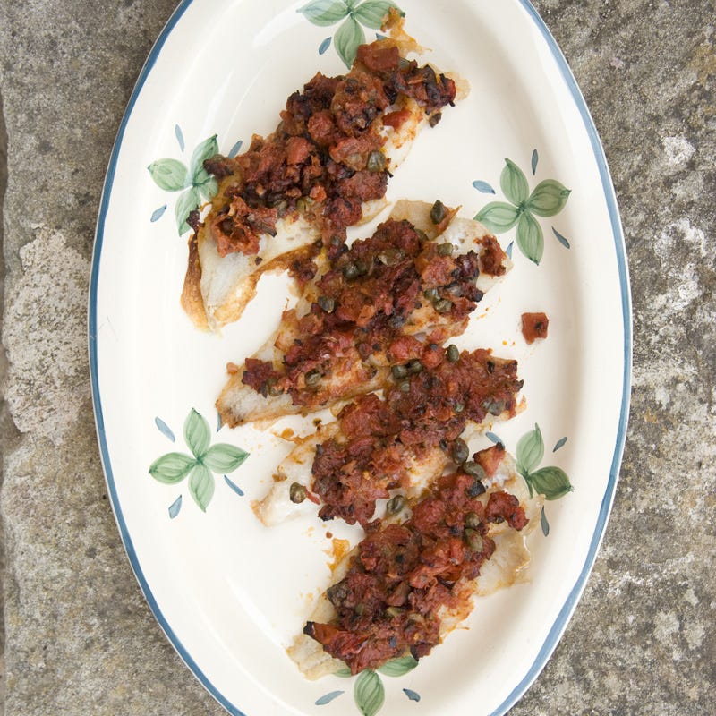 Roast cod with tomato
