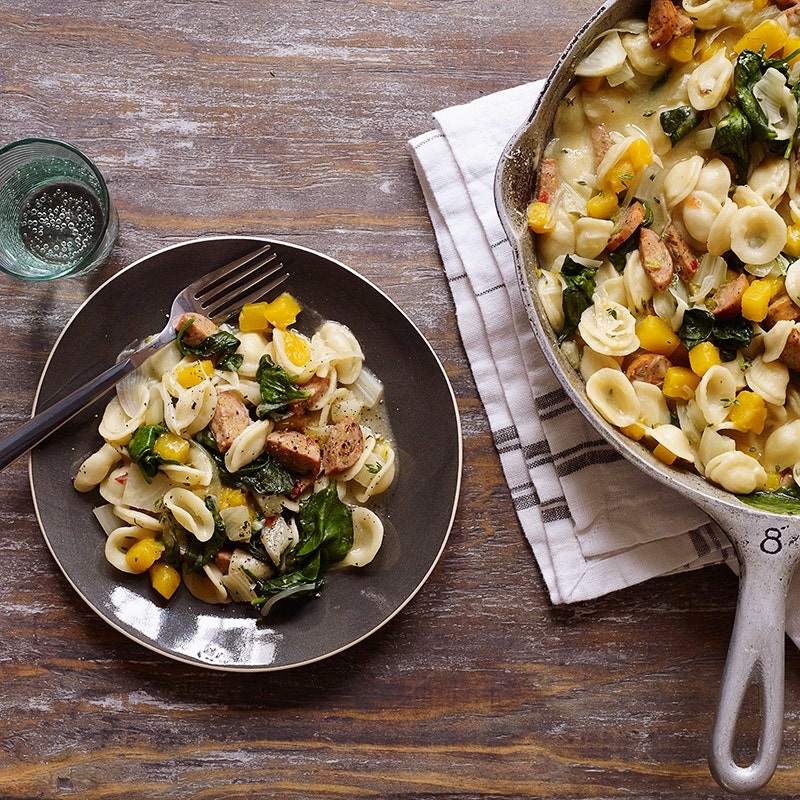 One-pot orecchiette with sausage, fennel, and butternut squash