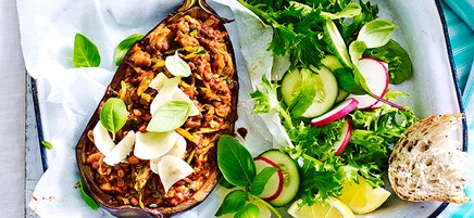 Italian baked eggplants with lentils