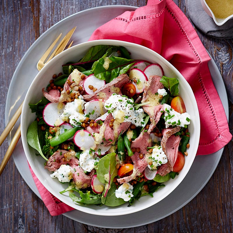 Photo of Rare roast beef, lentil and cottage cheese salad by WW