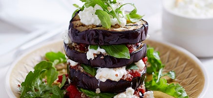 Chargrilled eggplant stack with cottage cheese